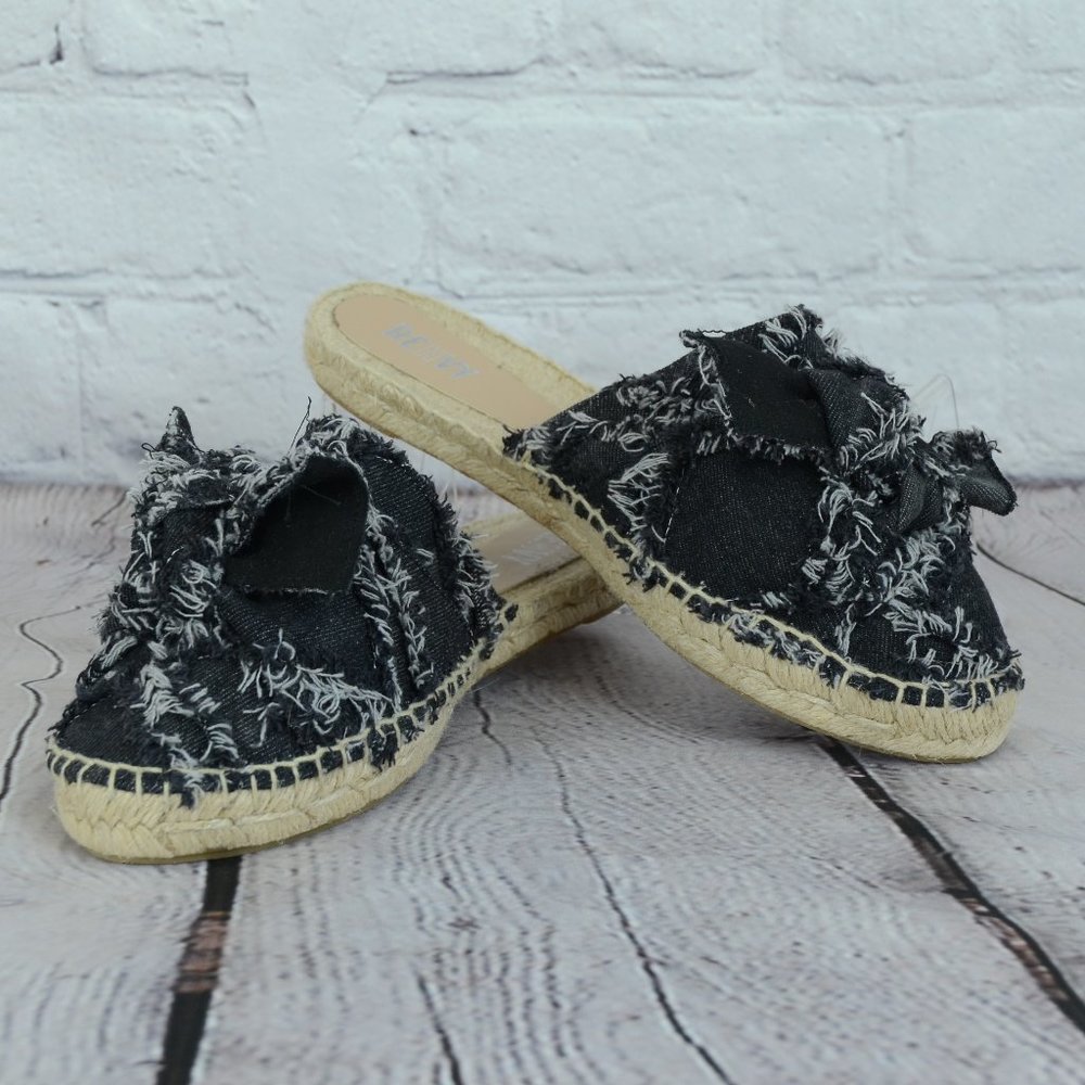 NEW/NWOT RENVY Patchwork Bow Espadrille Slides